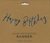 Banner-Girlande Happy Birthday silber 62cm
