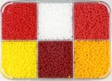 Rocailles Perlenbox satt gelb-orange-rot ton