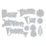 Sizzix Framelits Stanze Set 10PK - 662722 Phrases, Happy & Pineapple