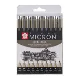 SAKURA Pigma Micron Set 10 Schwarz 003-005-01-02-03-04-05-08-10-12