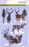 Clearstamps A5 - Schlitten mit Weihnachtsmann und Rentier