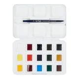 VAN GOGH Basiskasten Aquarellfarben mit 12 Farben in halbe N�pfchen + 3 Farben gratis