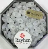Magatama Perlen 4x7mm transp. frost Rainbow alabasterwei� (Restbestand)
