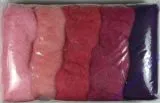 Reine Schurwolle, meliert, Rosa-T�ne, Vlies, Beutel 5 Farben � 20g