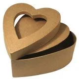 Pappmach� Passepartout Herzdose 12,5x15,5x7,5cm