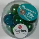 Renaissance Glaswachsperlen Gro�loch halbtransp. 14mm gr�n Mix