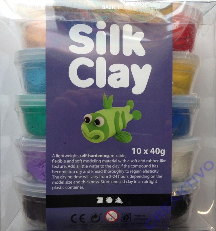 geschmeidige Modelliermasse in 10 tollen Farben lufthärtend Silk Clay 10x40g 