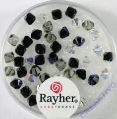 Swarovski Kristall-Schliffperlen 4mm 50St schwarz-wei-Tne (Restbestand)