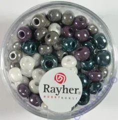 Rayher Glas Grolochradl opak 5,4mm grau lila wei Tne