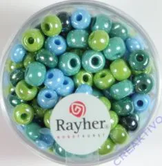 Rayher Glas Gro�lochradl opak 5,4mm gr�n-blau T�ne