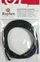 Kunstlederband rund gen�ht 3mm schwarz