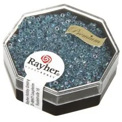 Delica Rocailles 1,6mm transparent Rainbow azurblau