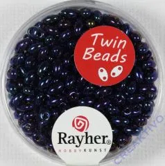 Twin-Rocailles mit Doppelloch 2,5x5mm irisierend, saphir