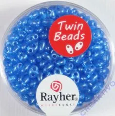 Twin-Rocailles mit Doppelloch 2,5x5mm m. Perlschimmer, royalblau