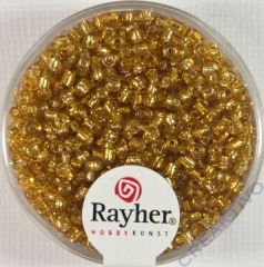 Rocailles 2 mm ø mit Silbereinzug gold
