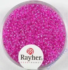 Rocailles 2 mm  mit Silbereinzug pink