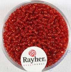 Rocailles 2 mm  mit Silbereinzug rot