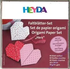 Heyda Faltbl�tter-Set Origami Papier Set Herz 10x10cm
