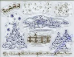 Silikon-Stempel Weihnachtslandschaft