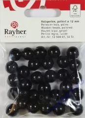 Rayher Holzperlen FSC, poliert 12mm 32St schwarz
