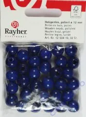 Rayher Holzperlen FSC, poliert 12mm 32St dunkelblau