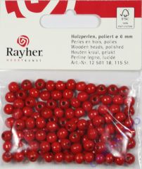 Rayher Holzperlen FSC, poliert 6mm 115St rot