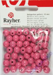 Rayher Holzperlen FSC, poliert 10mm 52St pink