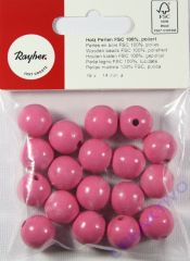 Rayher Holzperlen FSC, poliert 14mm 18St pink