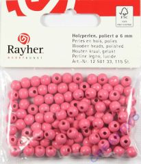 Rayher Holzperlen FSC, poliert 6mm 115St pink