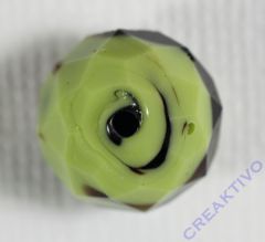 Glasschliffperle Briolette 12mm hellgrün schwarz