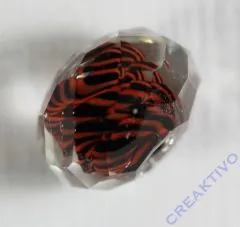 Glasschliffperle Streifenperle 12mm rot