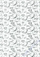 Designkarton Charity silber - Motiv 01 / Fische (1 Bogen Restbestand)