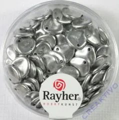 Glasperlen Bl�tter 7x8mm 70 St�ck silber