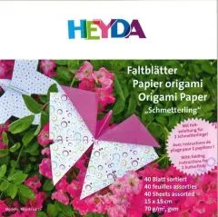 Heyda Faltbltter-Set Origami Papier Set Schmetterling 15x15cm