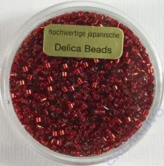 Pracht Delica Rocailles 2mm 7g rot mit Silbereinzug