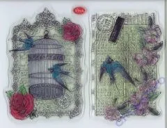 Silikon-Stempel Vogelk�fig & Schwalben