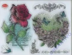 Silikon-Stempel Blumenherz & Rose