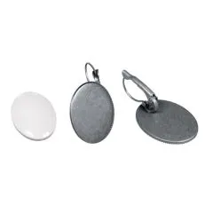 Metall-Fassung: Ohrring 1,8x2,5cm altsilber