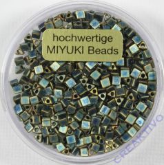 Sharp Triangle Mijuki-Beads 2,5mm gold green metallic