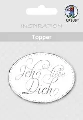 Topper wei�/silber Ich liebe Dich
