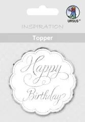 Topper wei�/silber Happy Birthday (Restbestand)
