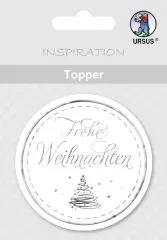 Topper wei�/silber Frohe Weihnachten