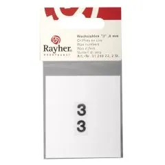 Wachszahlen Ziffer 3 9mm 2 St�ck silber