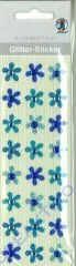 Glitter-Sticker Bl�ten blau 24 St�ck (Restbestand)