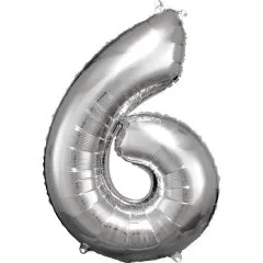 Folien-Ballon 6 silber 86cm