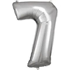 Folien-Ballon 7 silber 86cm