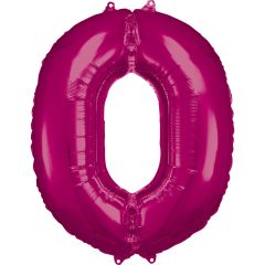 Folien-Ballon 0 pink 86cm