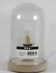 Plastikglas Glocke auf Holzfu�, H 18 cm, D: 11 cm