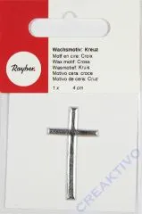 Wachsmotiv Kreuz 40mm silber