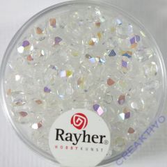 Glas-Schliffperlen, 4 mm ø irisierend bergkristall